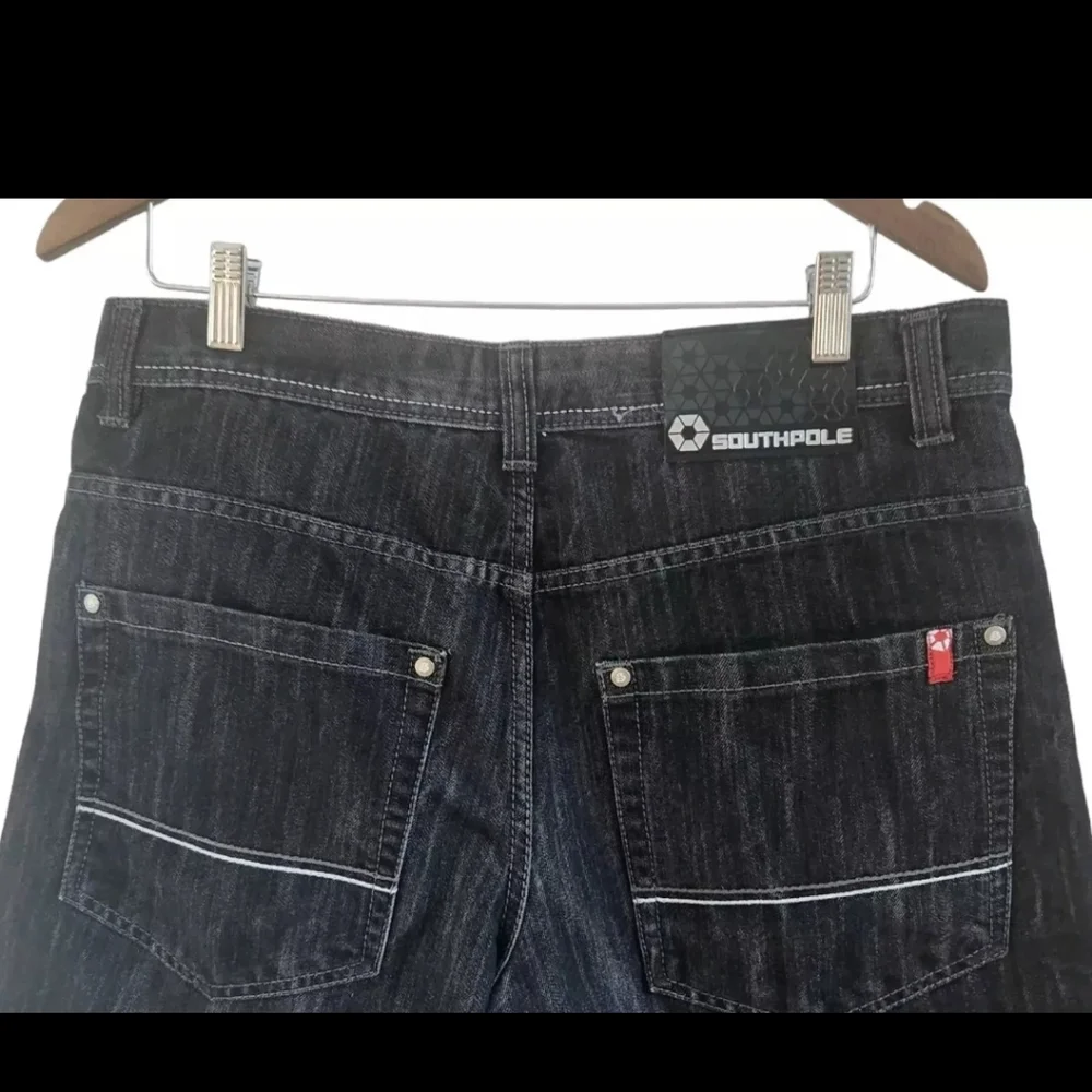 Southpole Men's 36 Jean Shorts Black Denim Hip Hop Baggy Skater VTG Wide Leg Y2K - Picture 4 of 5
